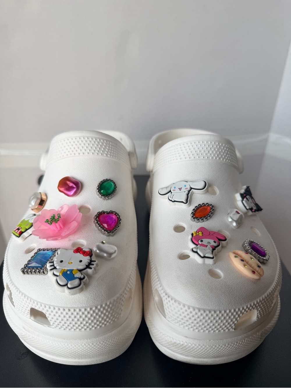 Crocs White Clog Shoes with Cute Character Charms - Picture 2 of 12